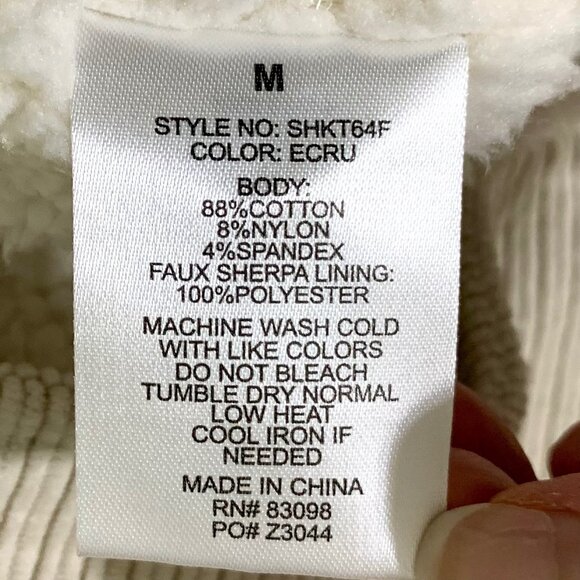 Corduroy Sherpa Lined Oversized Shacket Jacket M Button Up Soft Outerwear Beige - Picture 10 of 11